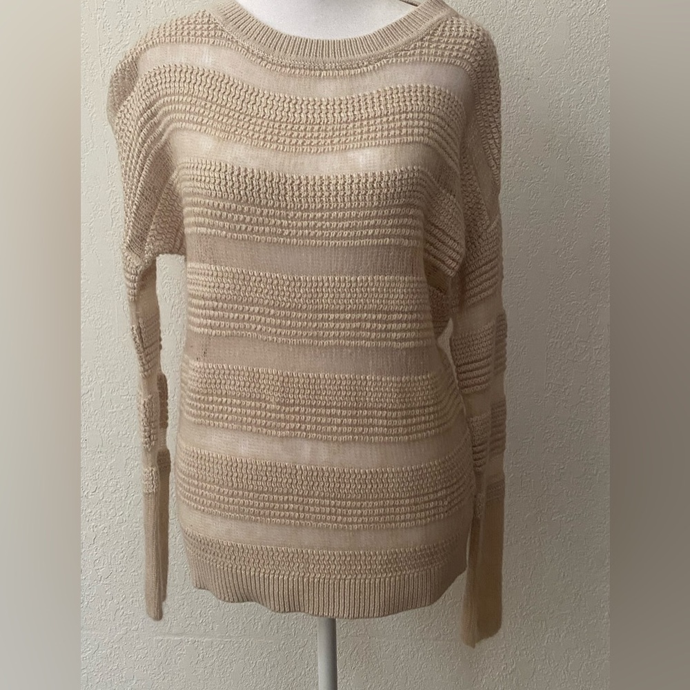 Brochure Walker Wool/Mohair/Cashmere blend Textured stripe Ivory sweater